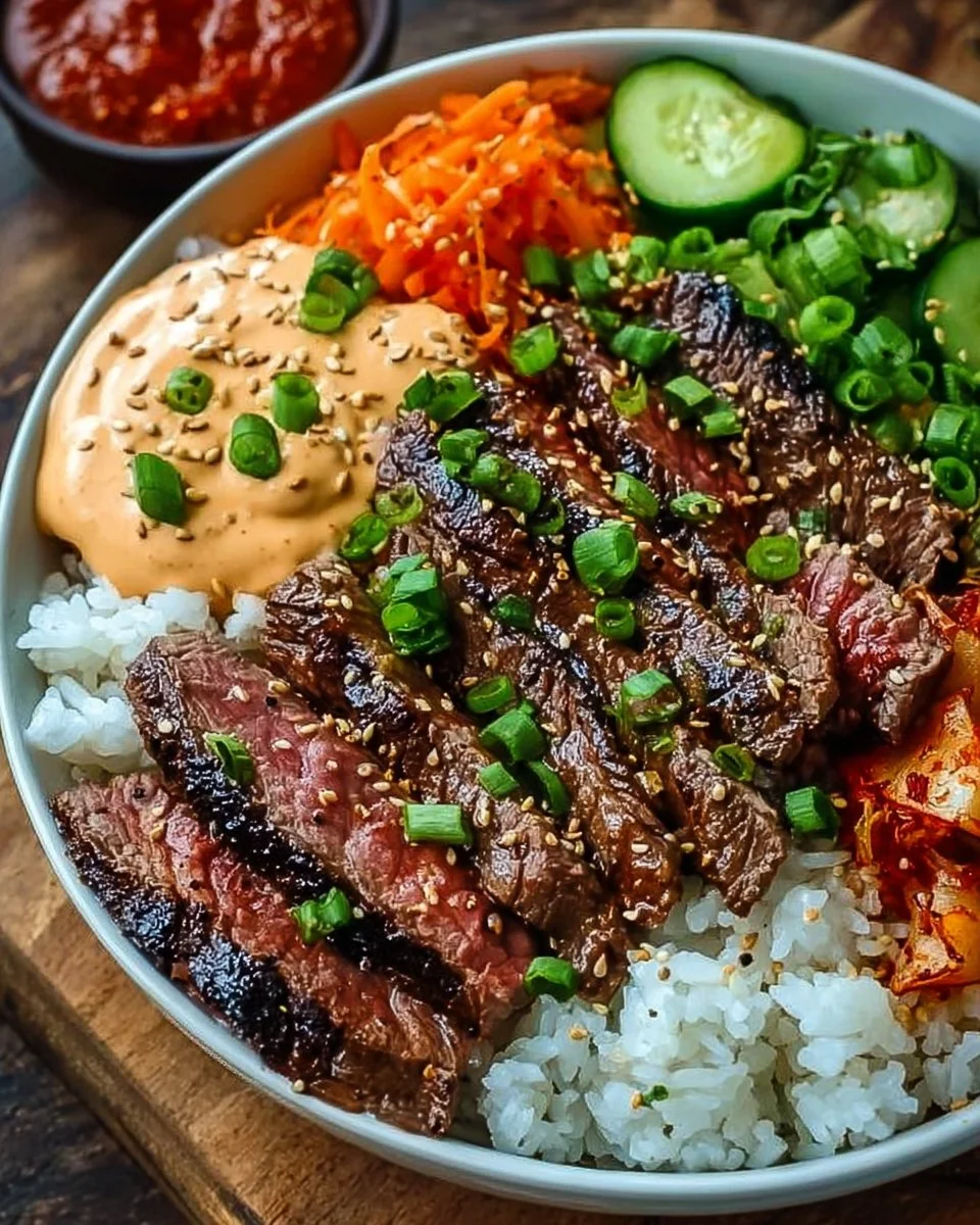 Irresistibly Easy Korean BBQ Steak Rice Bowls with Spicy Cream Sauce