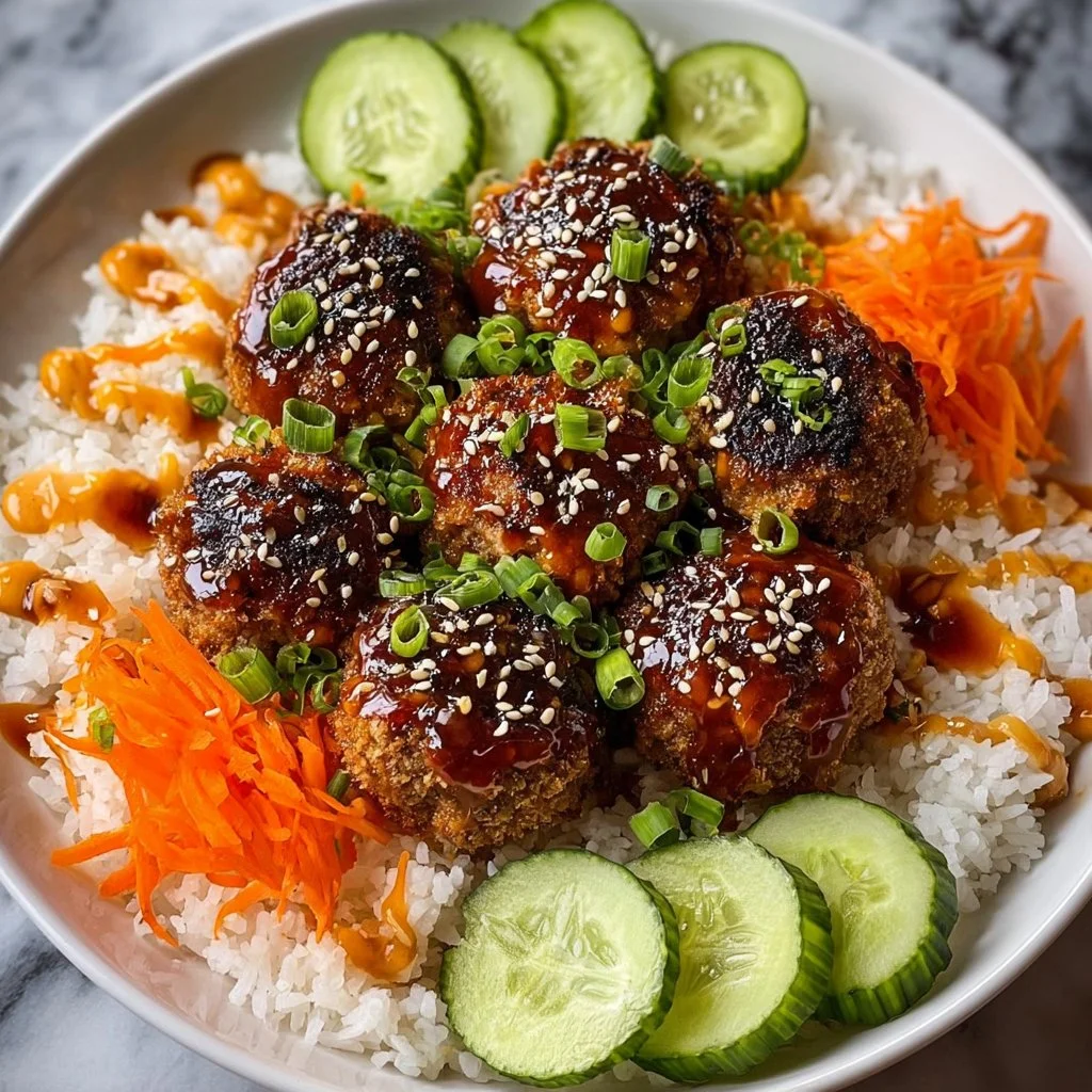 BBQ Meatball Rice Bowl for Quick Cooking
