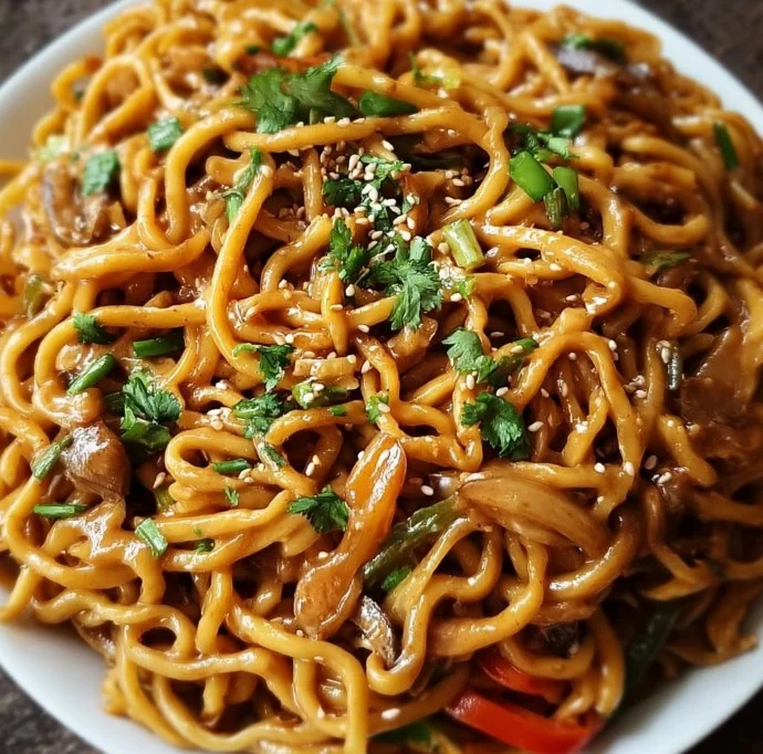 Chinesische Nudeln mit Erdnusssauce