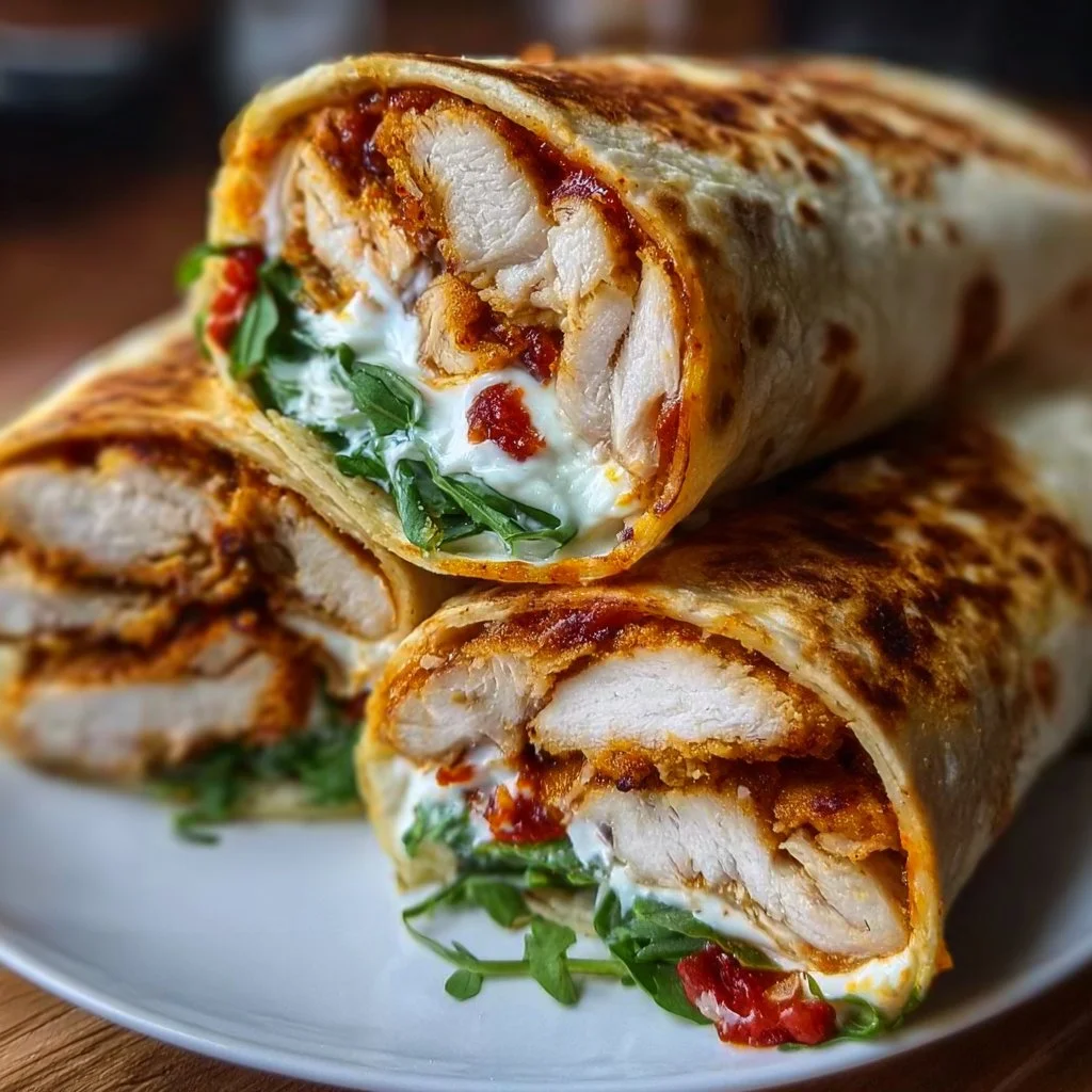 Knusprige Hähnchen- Mozzarella-Wraps