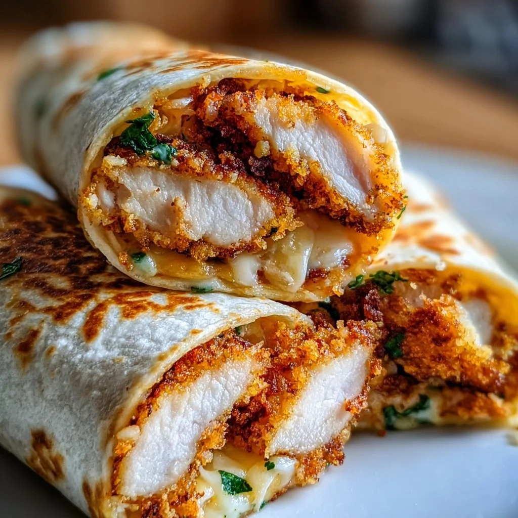 Knusprige Käse-Knoblauch- Hühnchen-Wraps