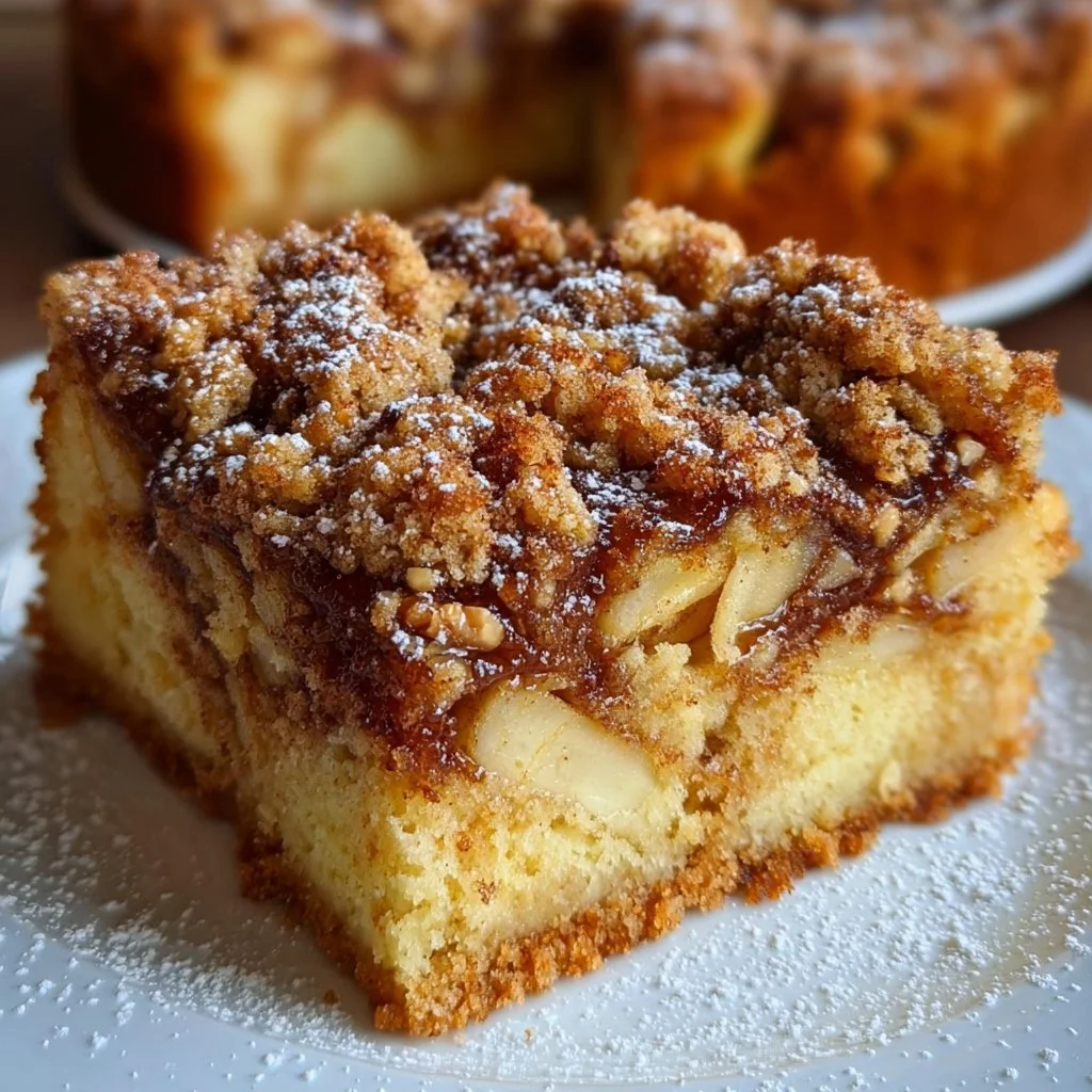 Marmorierter Apfel-Streuselkuchen mit Zimt und Nüssen