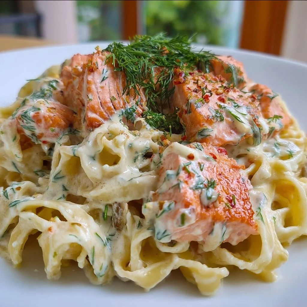 Pasta with salmon and cream sauce