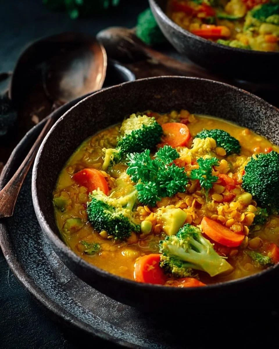 Brokkolicurry mit roten Linsen