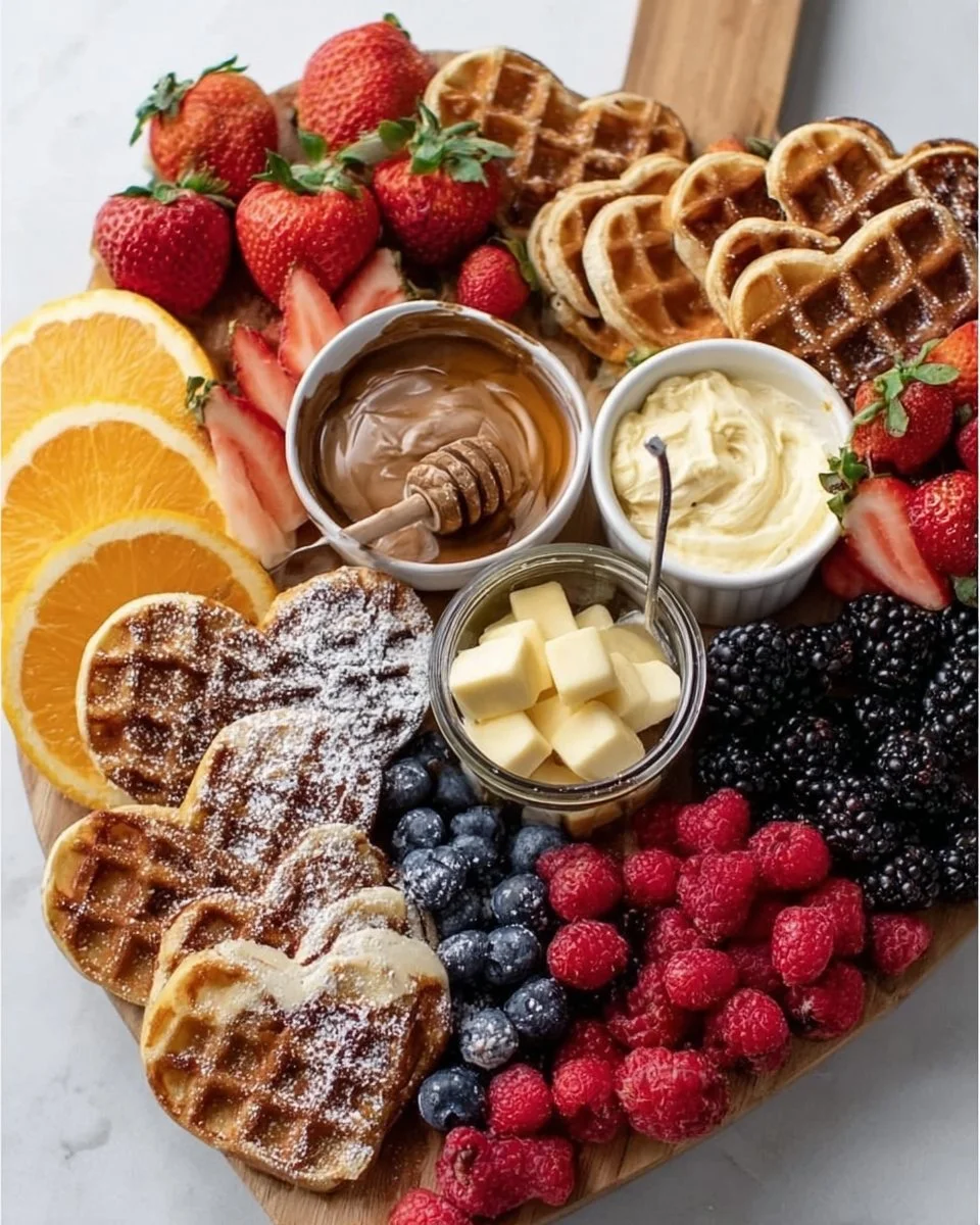 Brunch Board mit Herzwaffeln