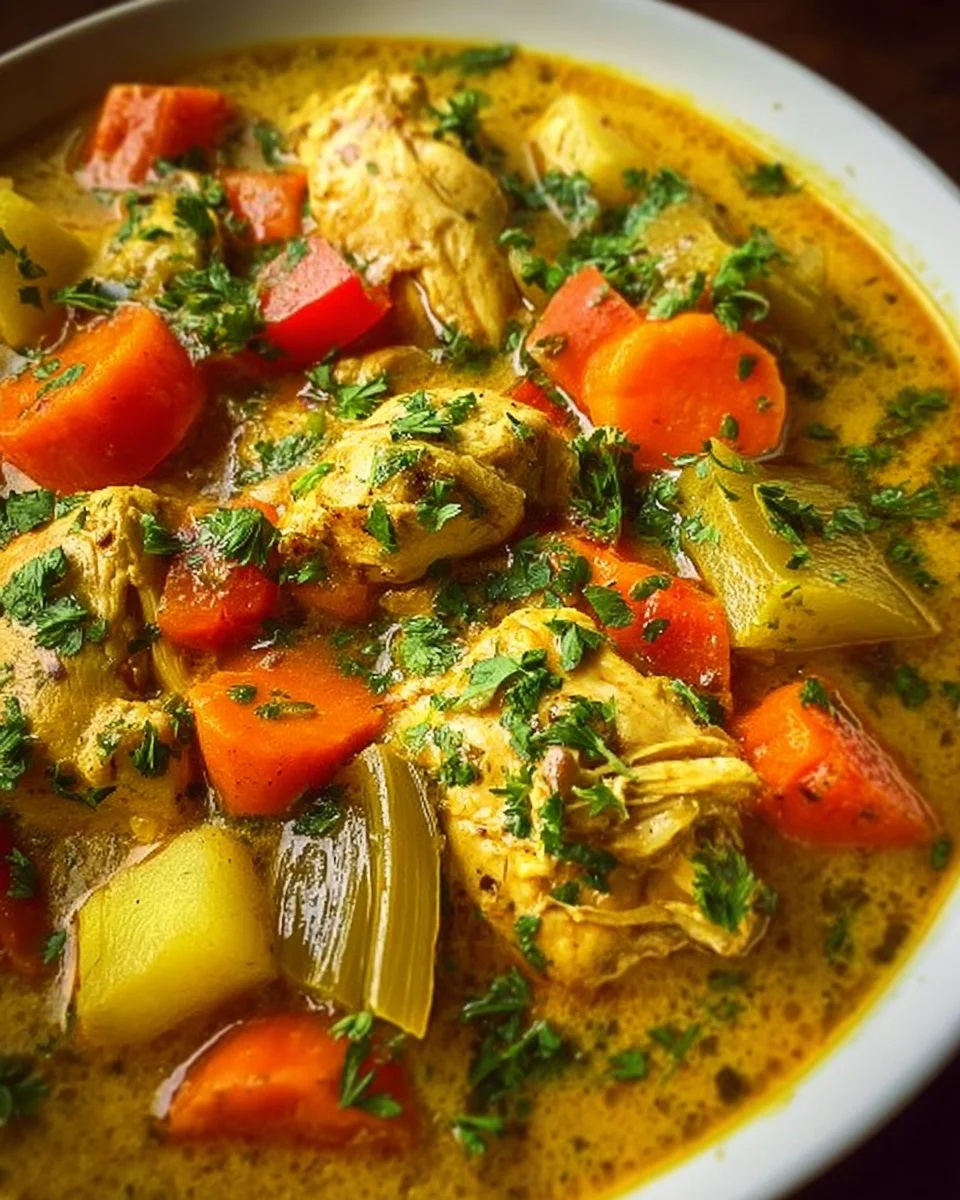 Currysuppe mit Hähnchen