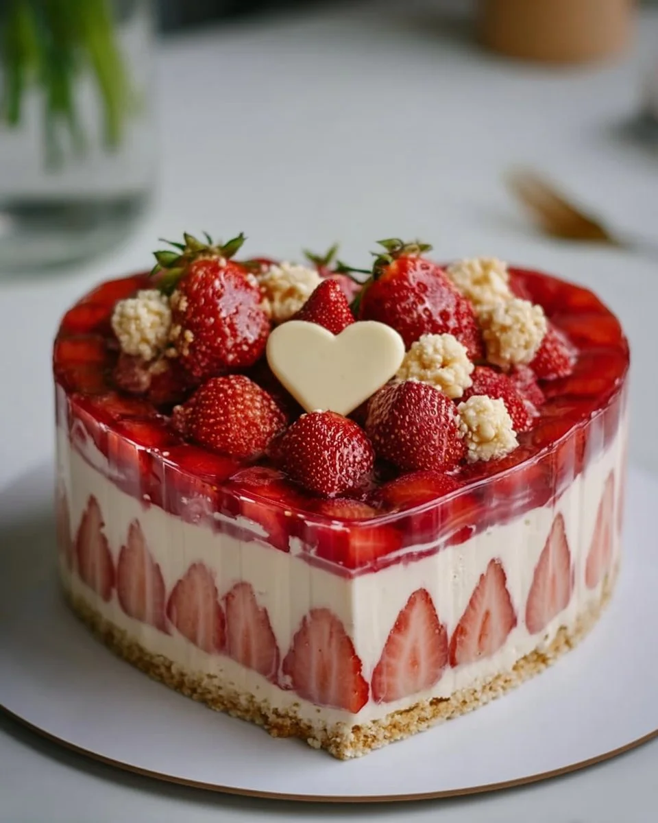 Erdbeer Topfentorte mit Macadamianougat