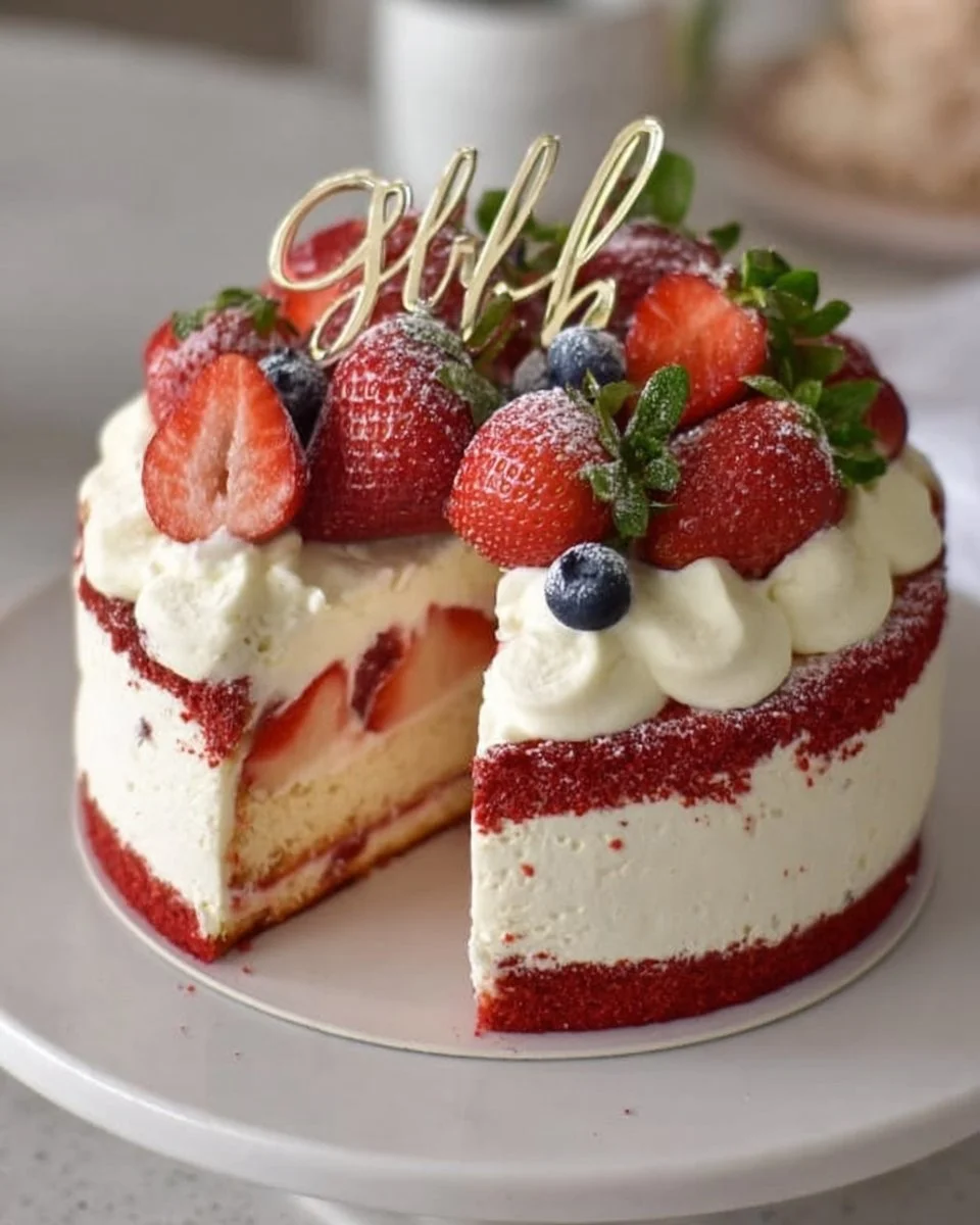 Erdbeertorte mit Biskuitboden und Sahne