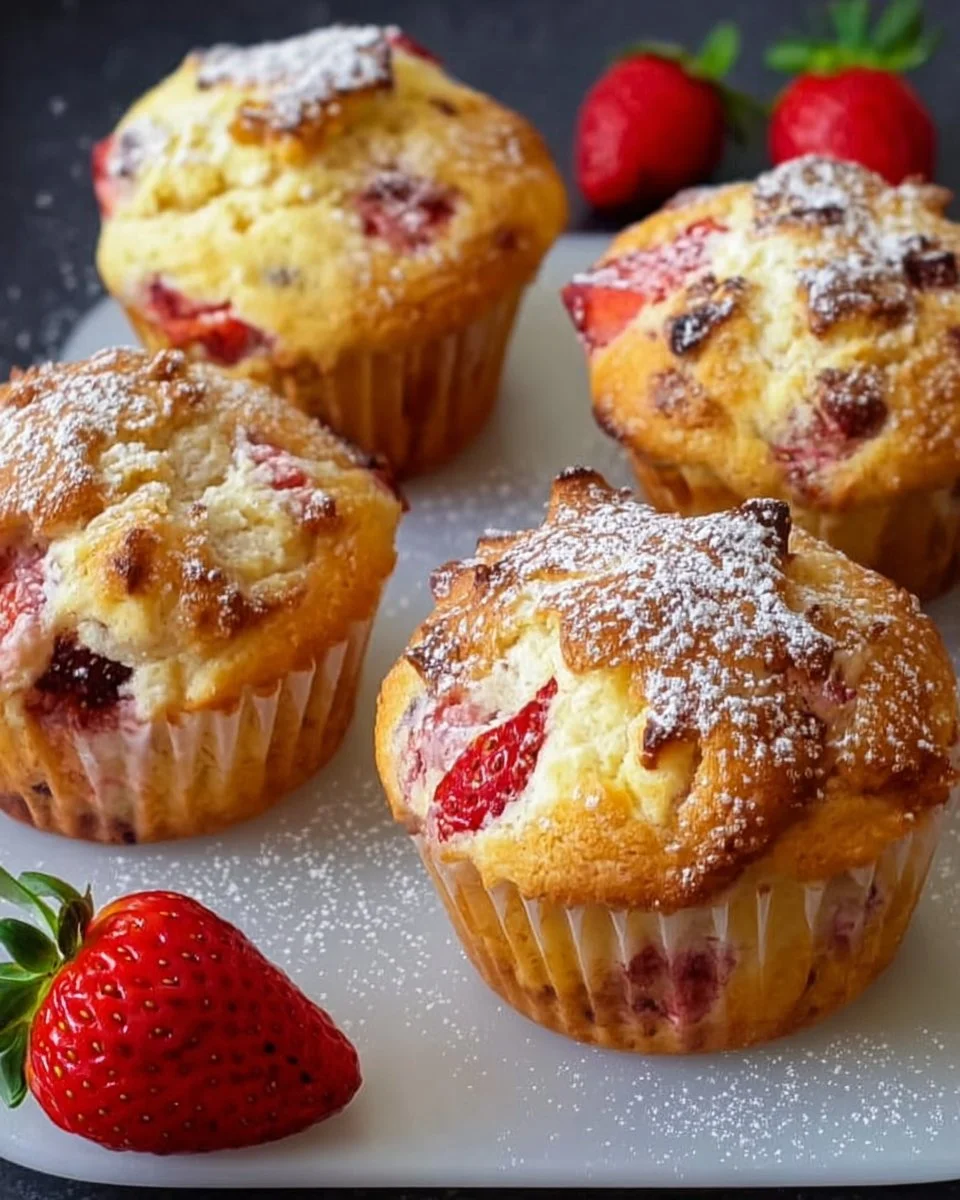 Frischkäse Muffins mit Erdbeeren