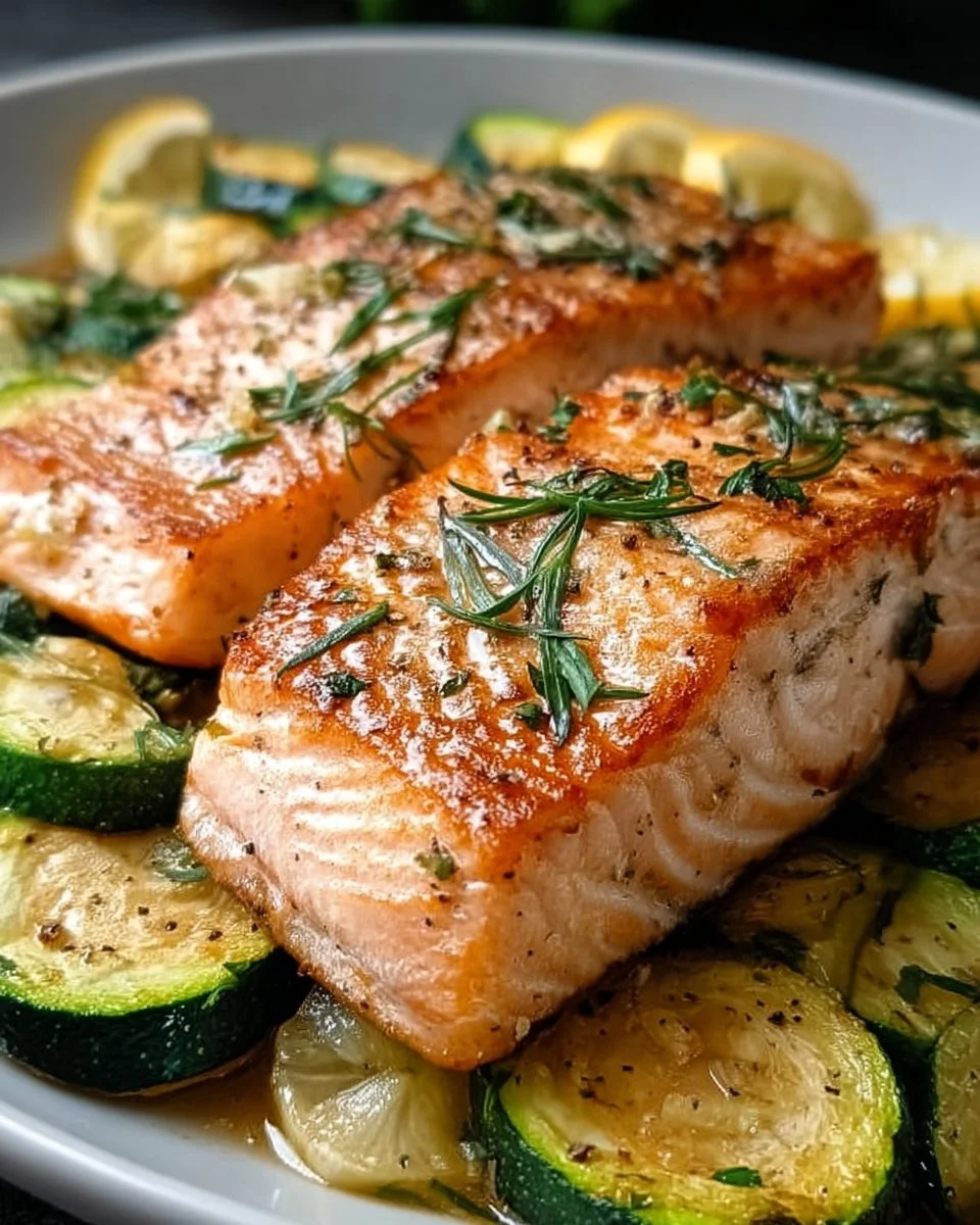 Gebratener Lachs mit Zucchini