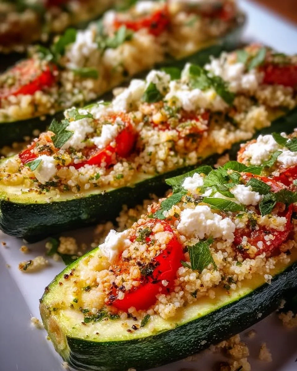 Gefüllte Zucchinis mit Couscous und Feta