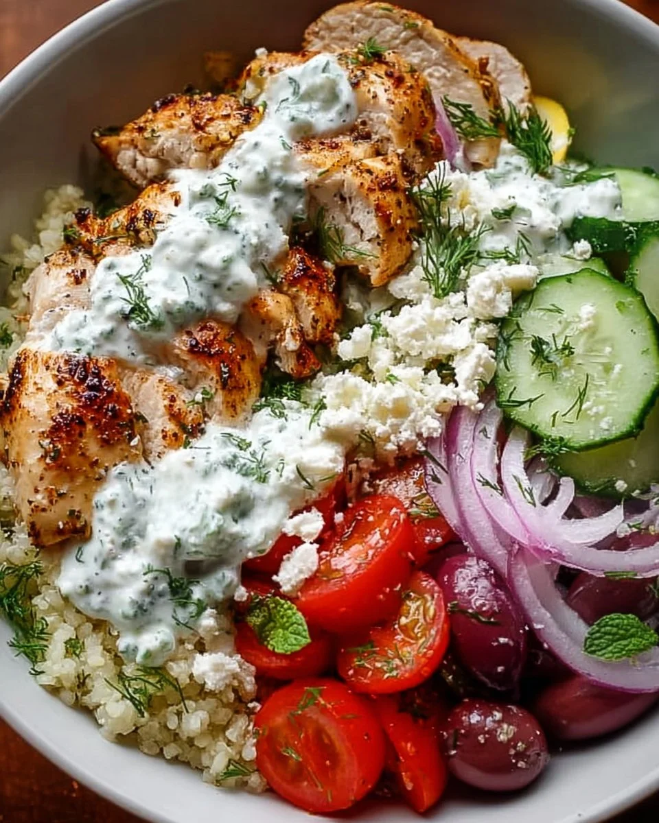 Griechische Hähnchen- Tzatziki-Bowl