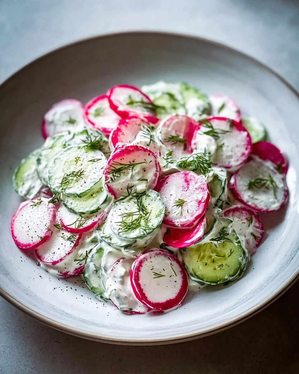 Gurken Radieschen Salat mit Sauerrahm