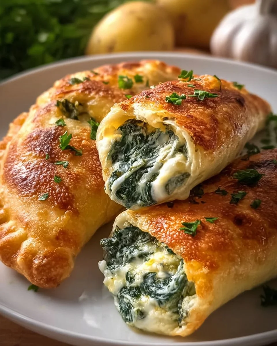 Kartoffeltaschen mit Spinat-Frischkäse-Füllung genießen!