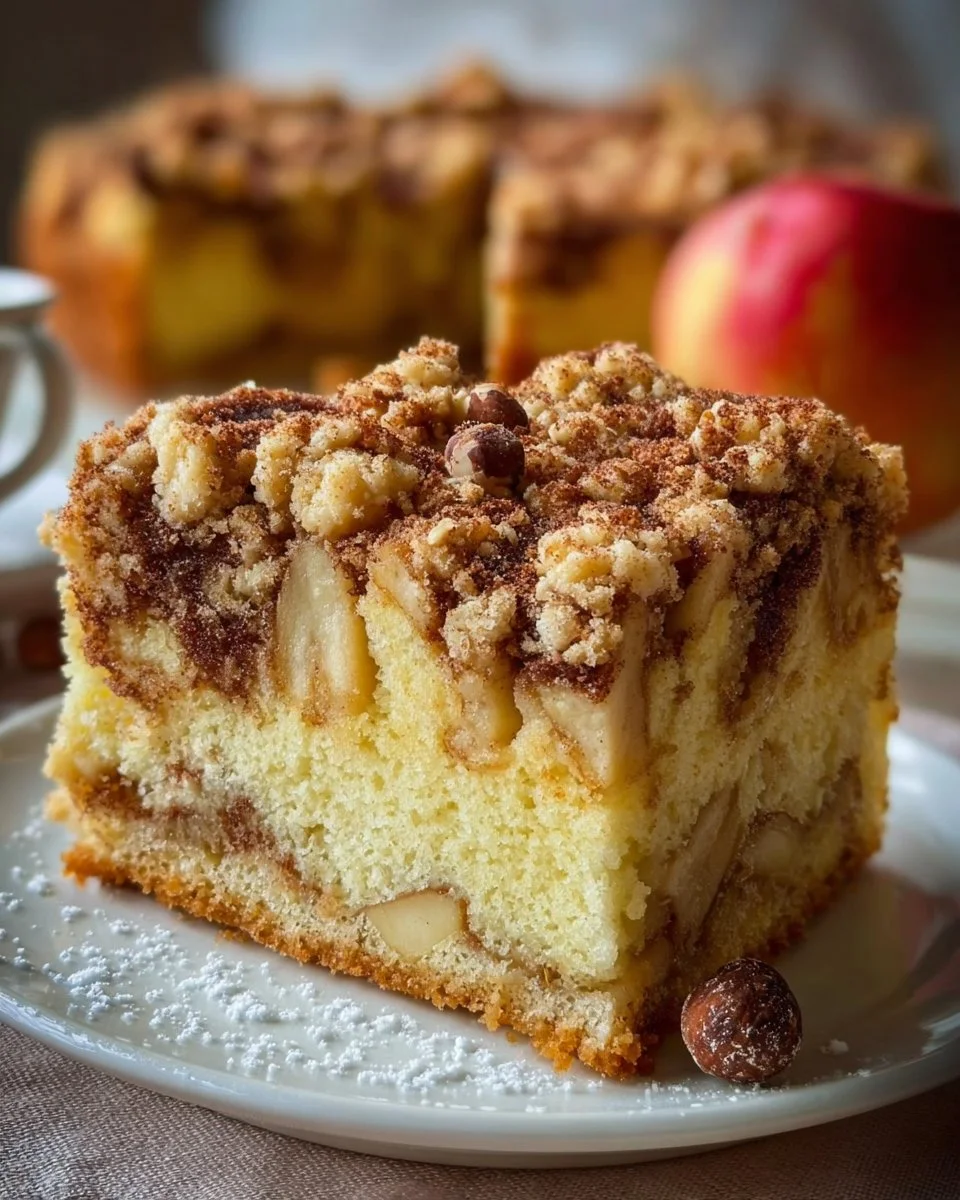 Marmorierter Apfel-Streuselkuchen mit Zimt und Nüssen