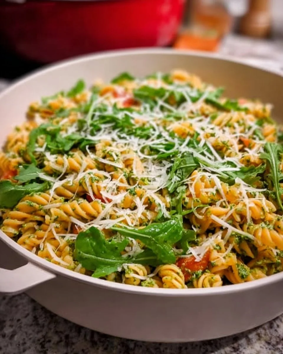 Nudelsalat mit Pesto und Rucola