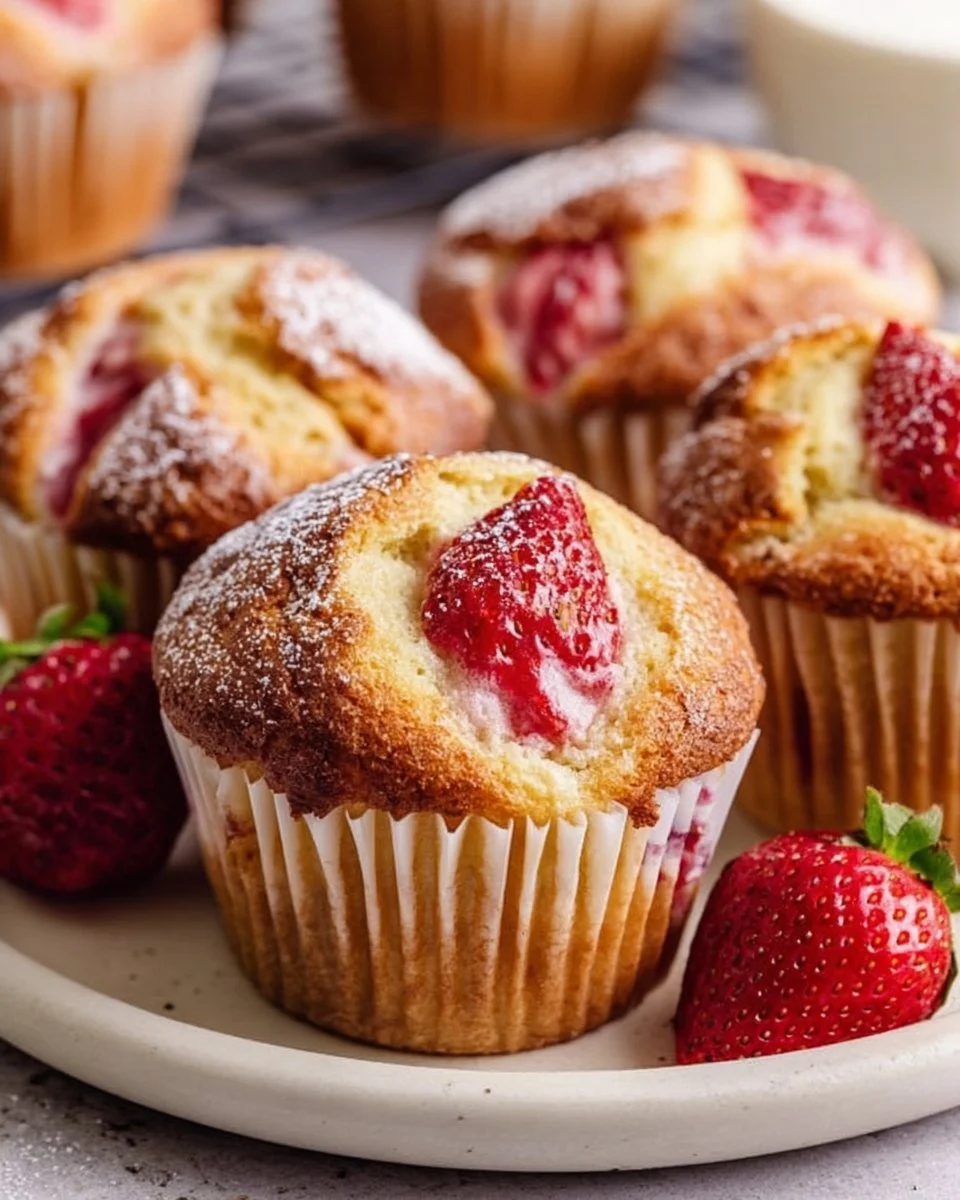 Saftige Erdbeer Muffins mit Zitrone und Vanille