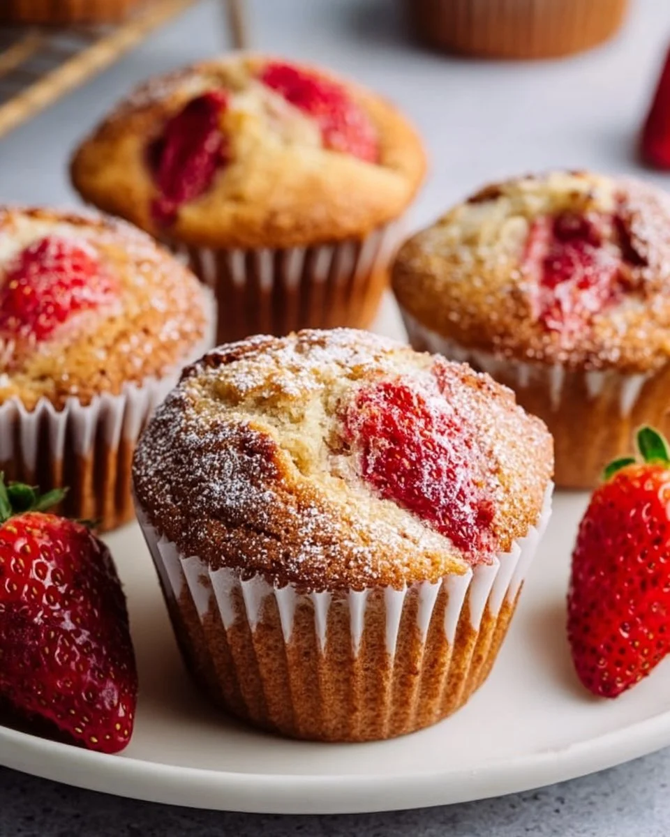Saftige Erdbeer Muffins mit Zitrone und Vanille
