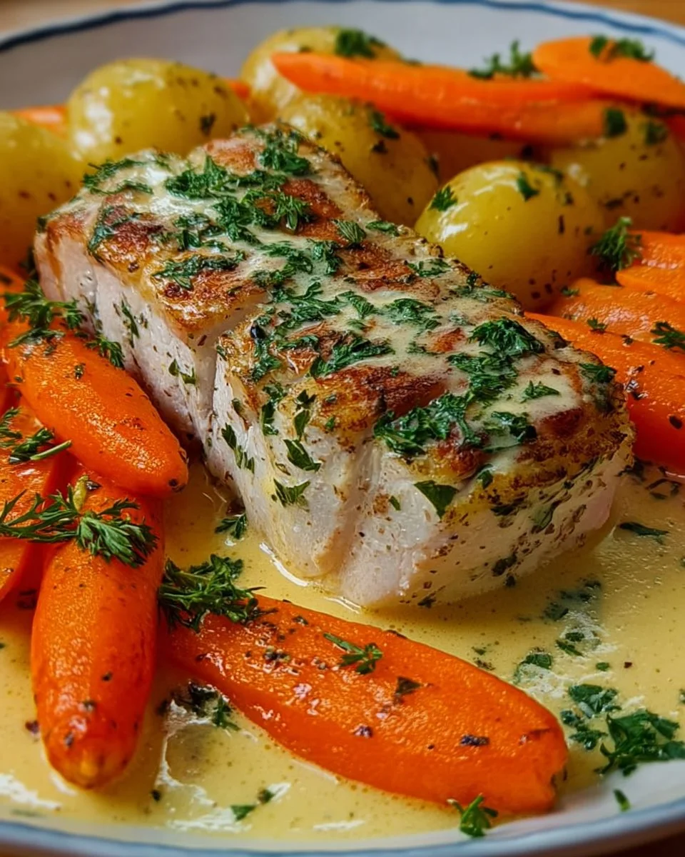 Seelachs auf Senfmöhren