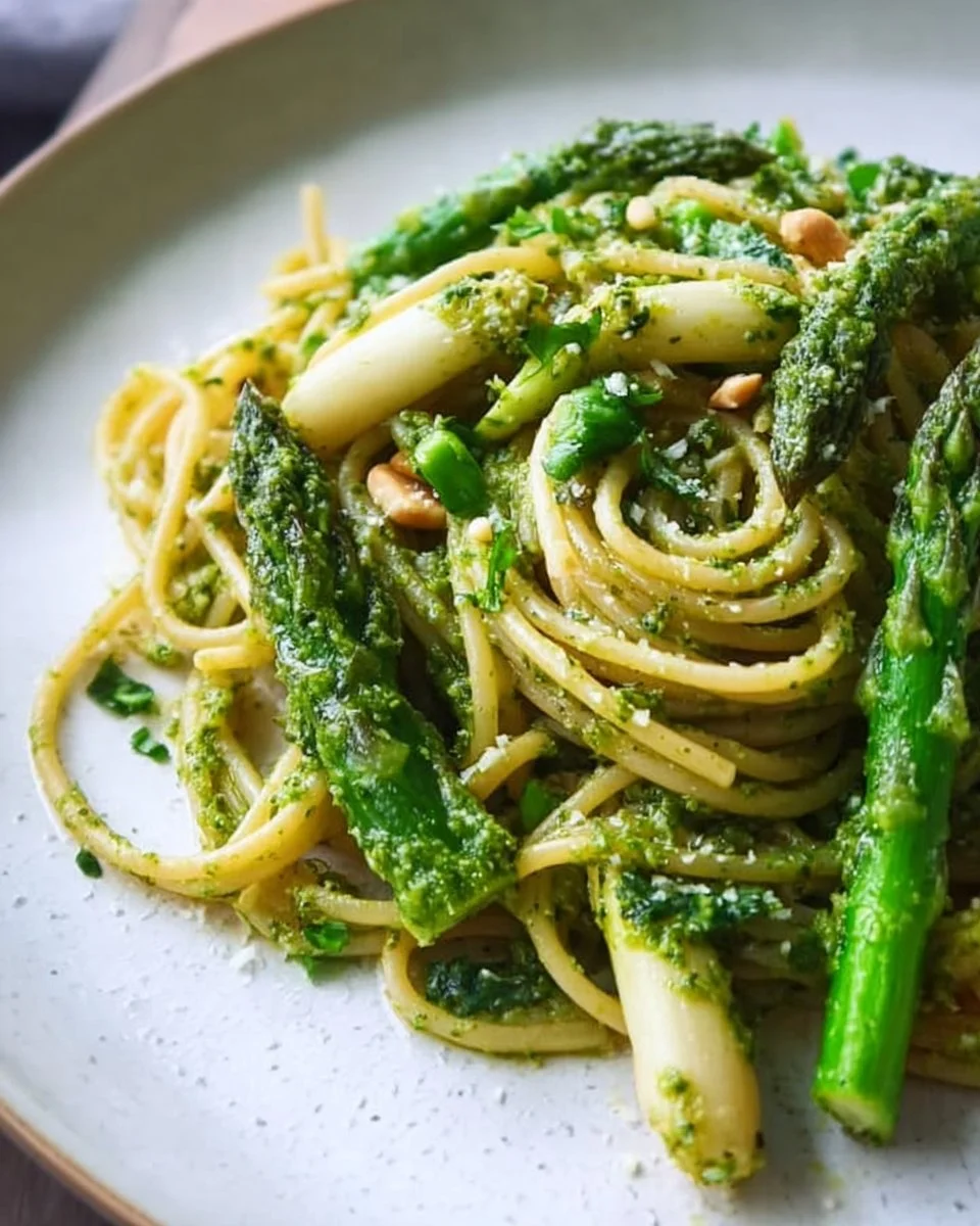 Spaghetti mit Spargel und Bärlauch-Pesto