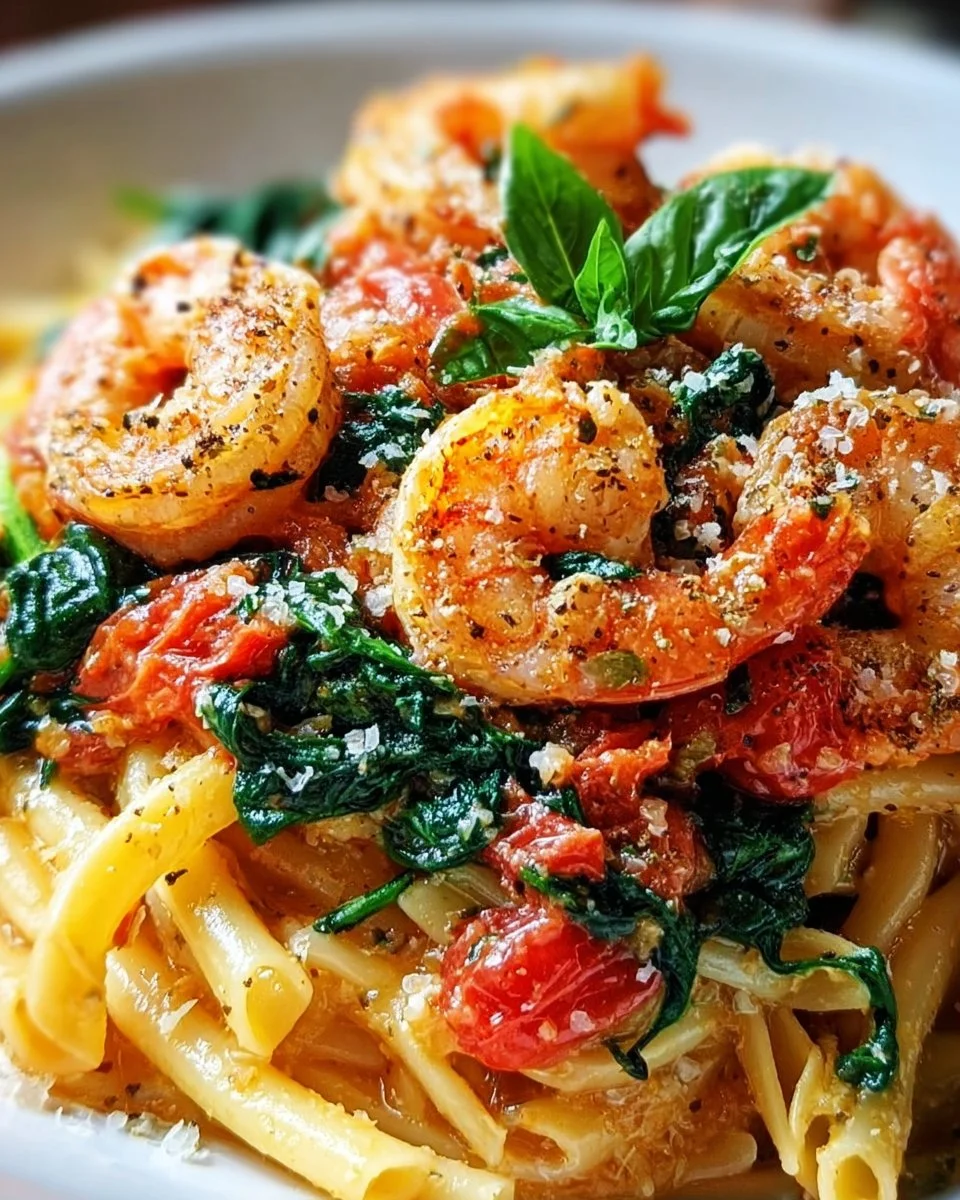 Tomato-Spinach- Shrimp-Pasta