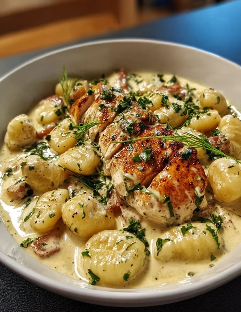 Cremige Gnocchi Hähnchen Pfanne