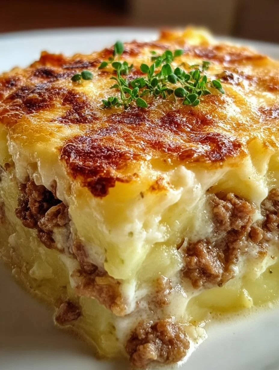 Cremiger Hackfleisch- und Kartoffelauflauf
