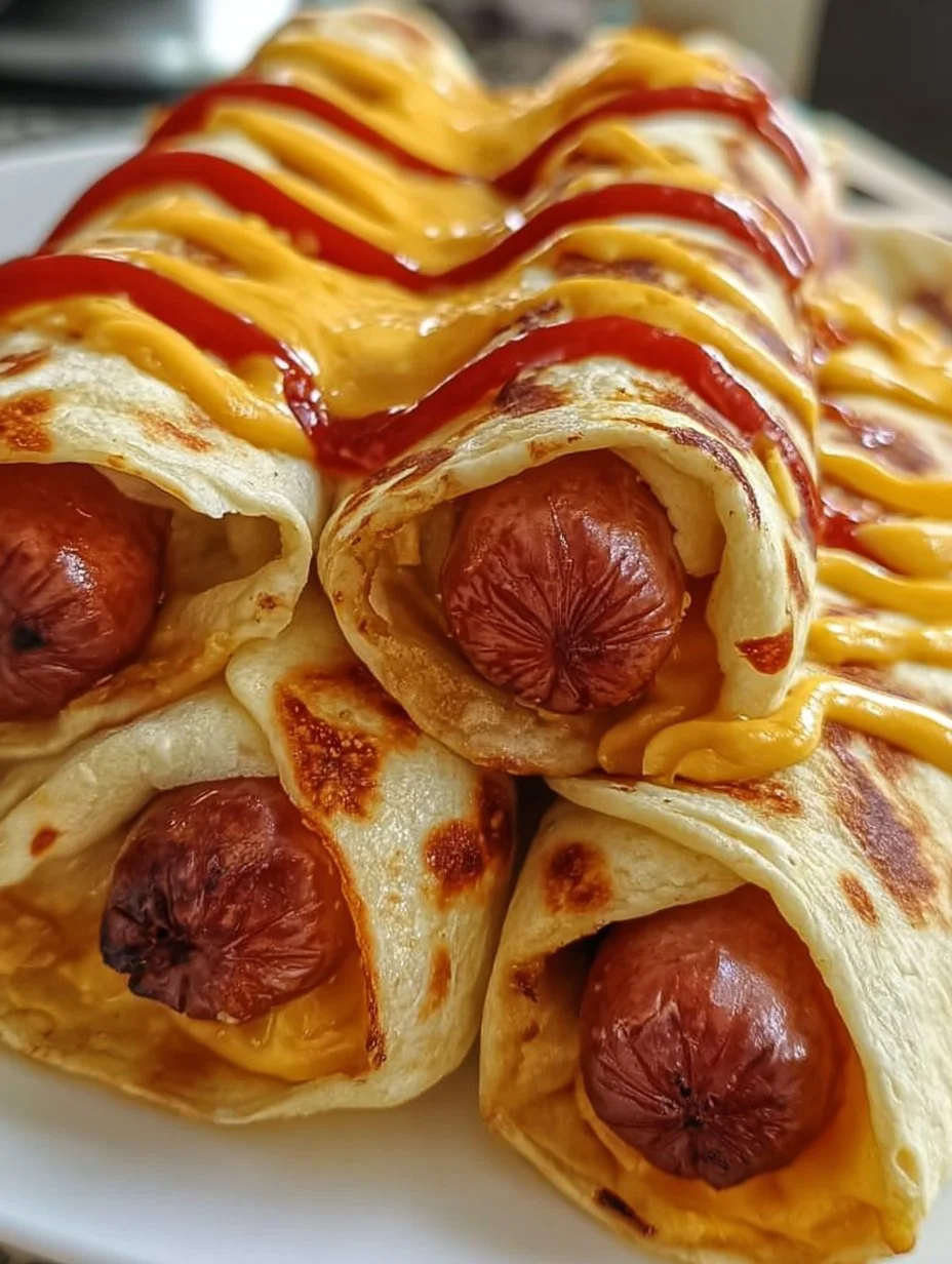 Gebackene Hot Dogs in Tortilla-Teig