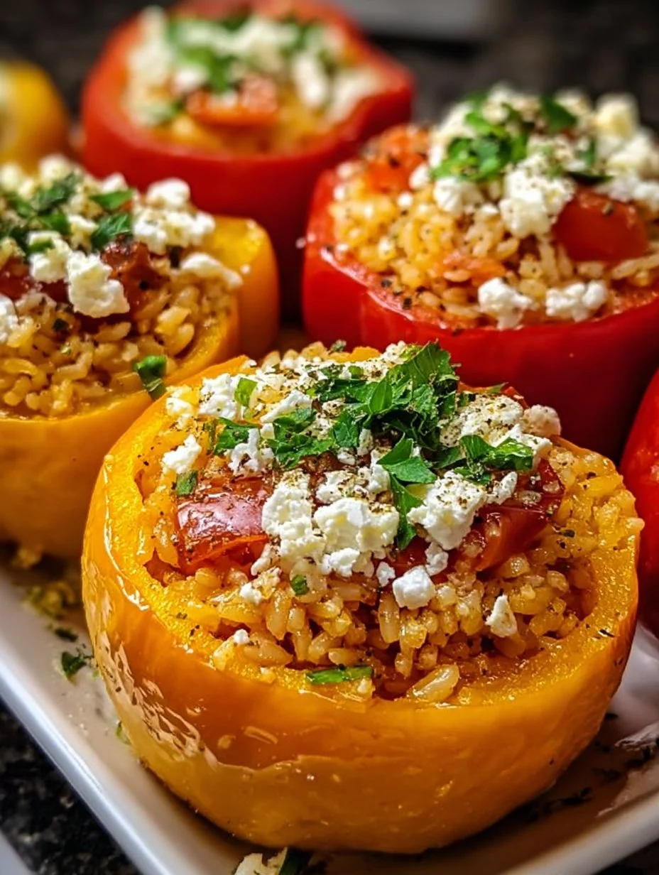 Gefüllte Ofenpaprika mit Reis und Feta