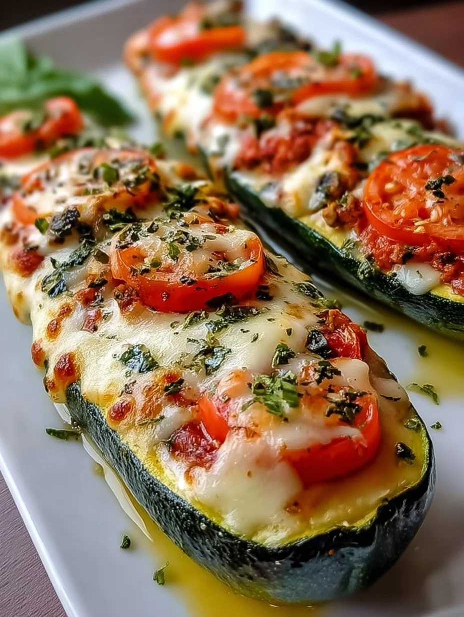 Gefüllte Zucchini mit Tomaten und Mozzarella