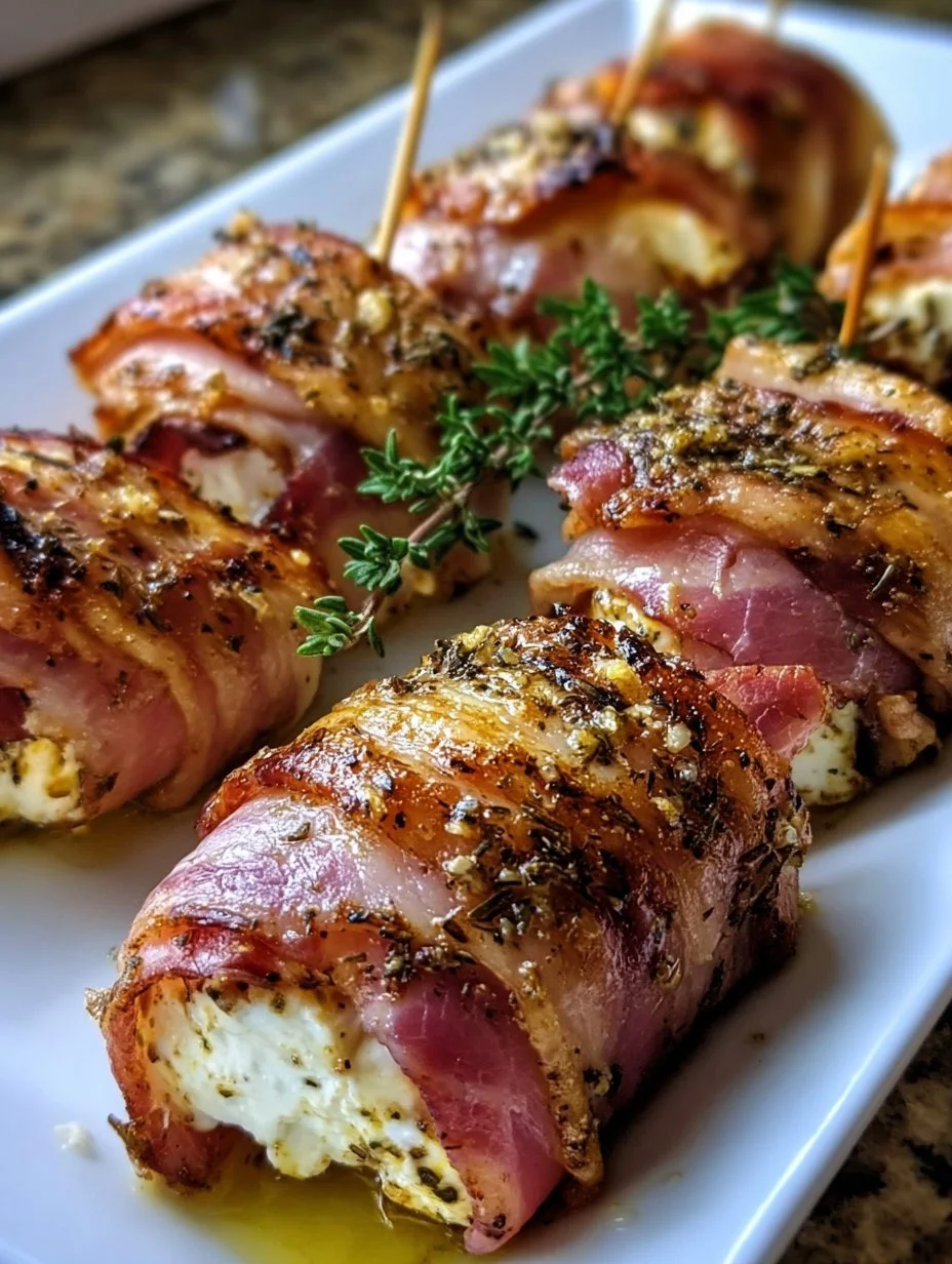 Gegrillte Feta-Schinkenröllchen