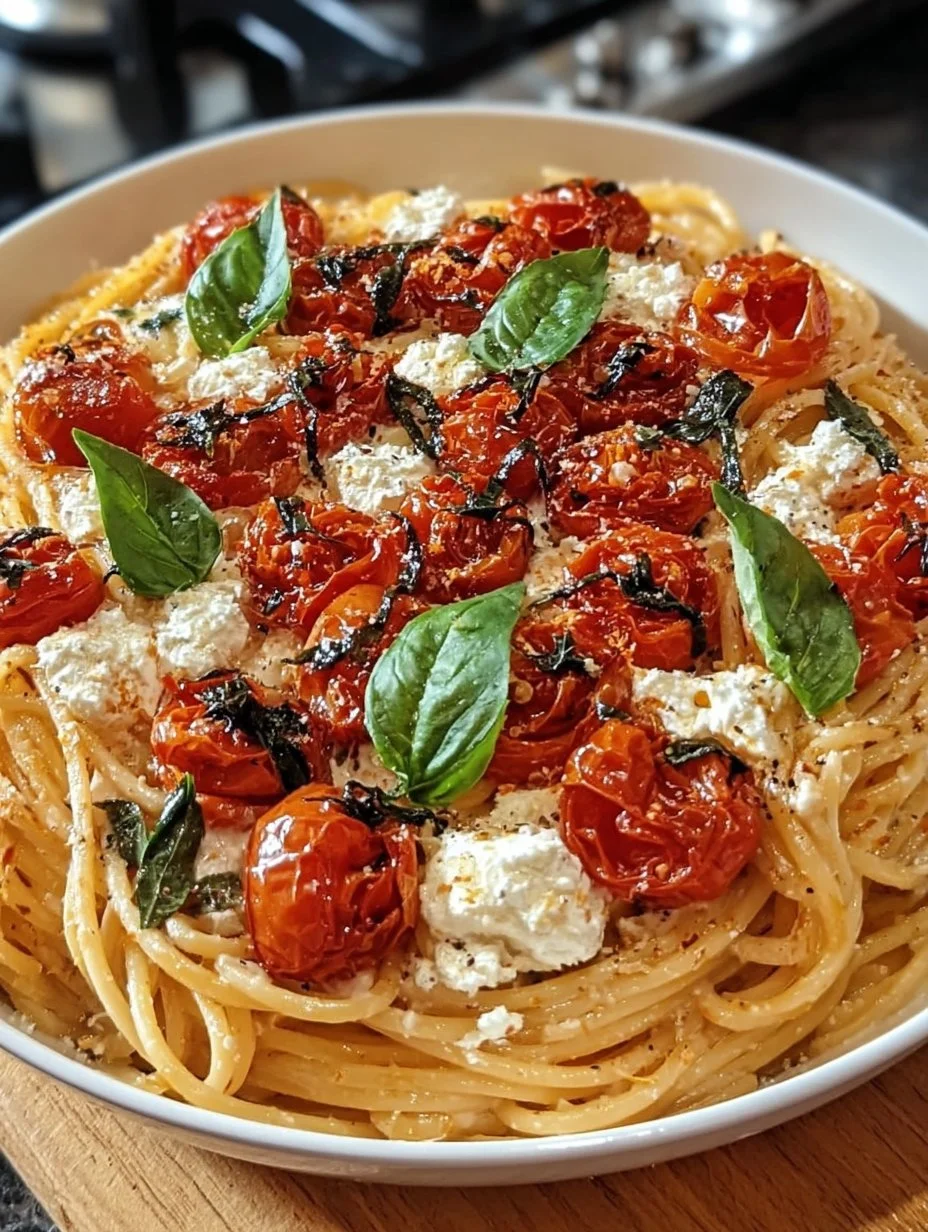 Geröstete Tomaten und Knoblauch Ricotta Pasta