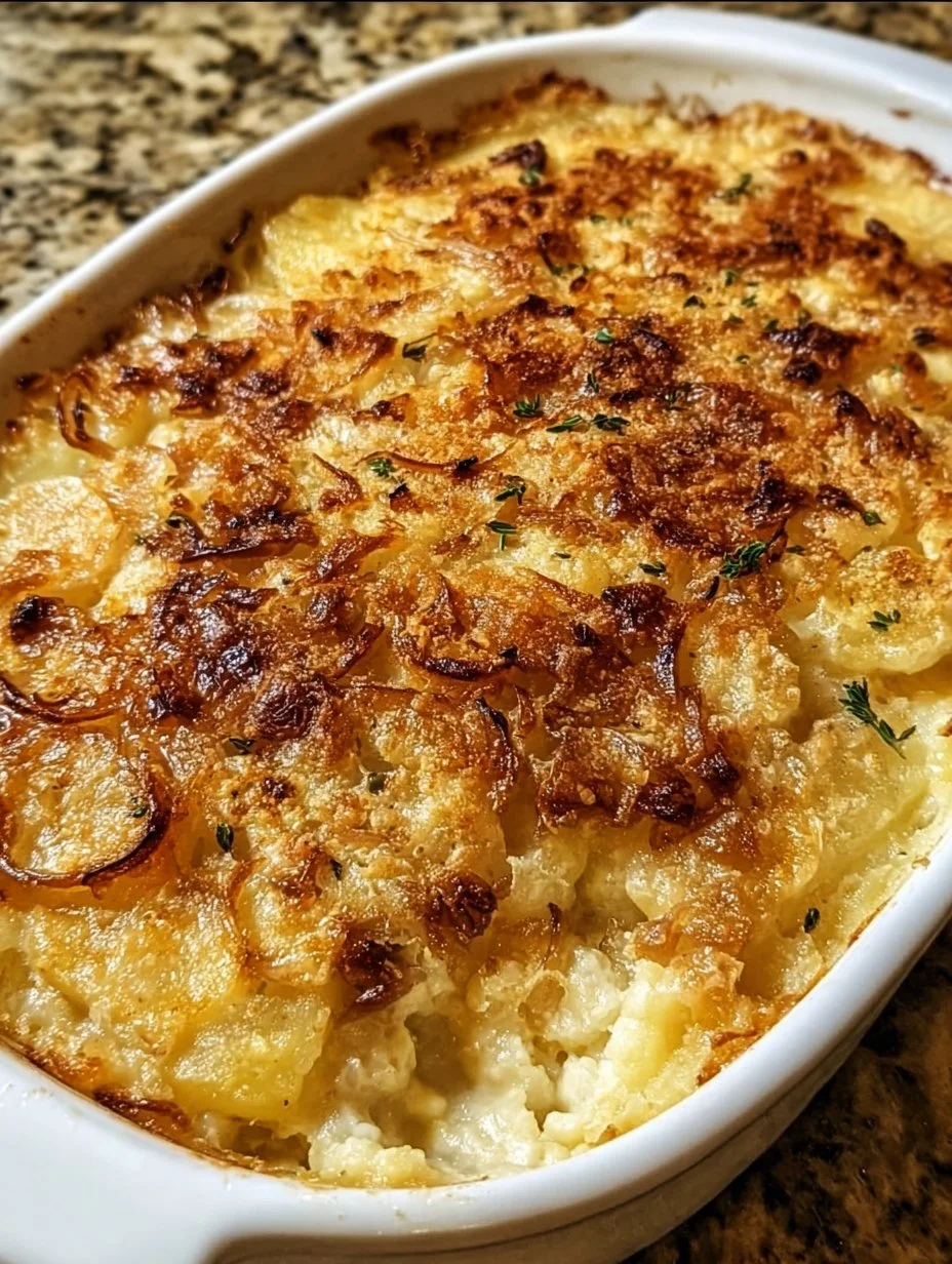 Käse-karamellisierte Zwiebel Kartoffelauflauf
