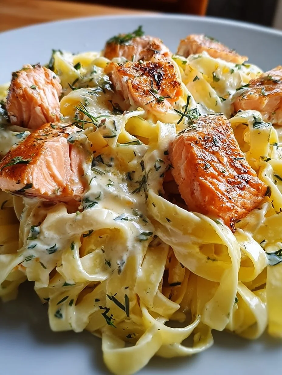 Lachs-Tagliatelle mit cremiger Zitronensoße