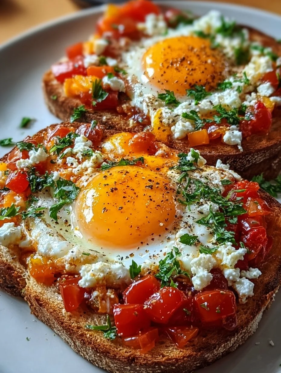 Shakshouka-Toast mit Feta-Spiegeleiern