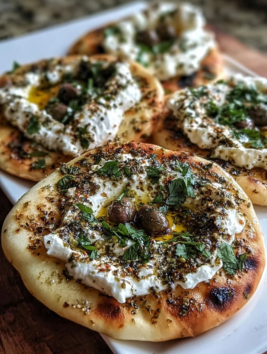 Zaatar Naan mit geschlagenem Feta