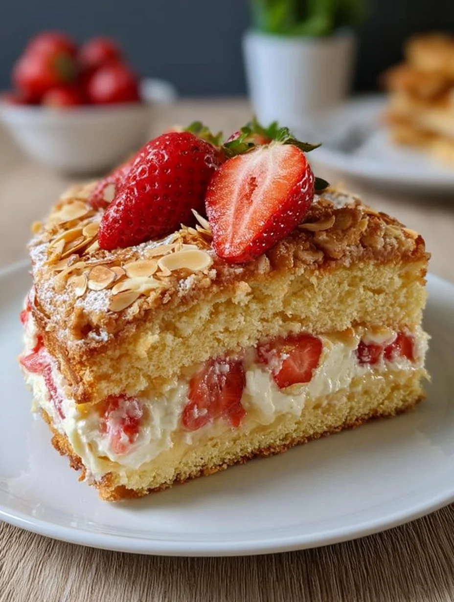 Bienenstich mit Erdbeeren