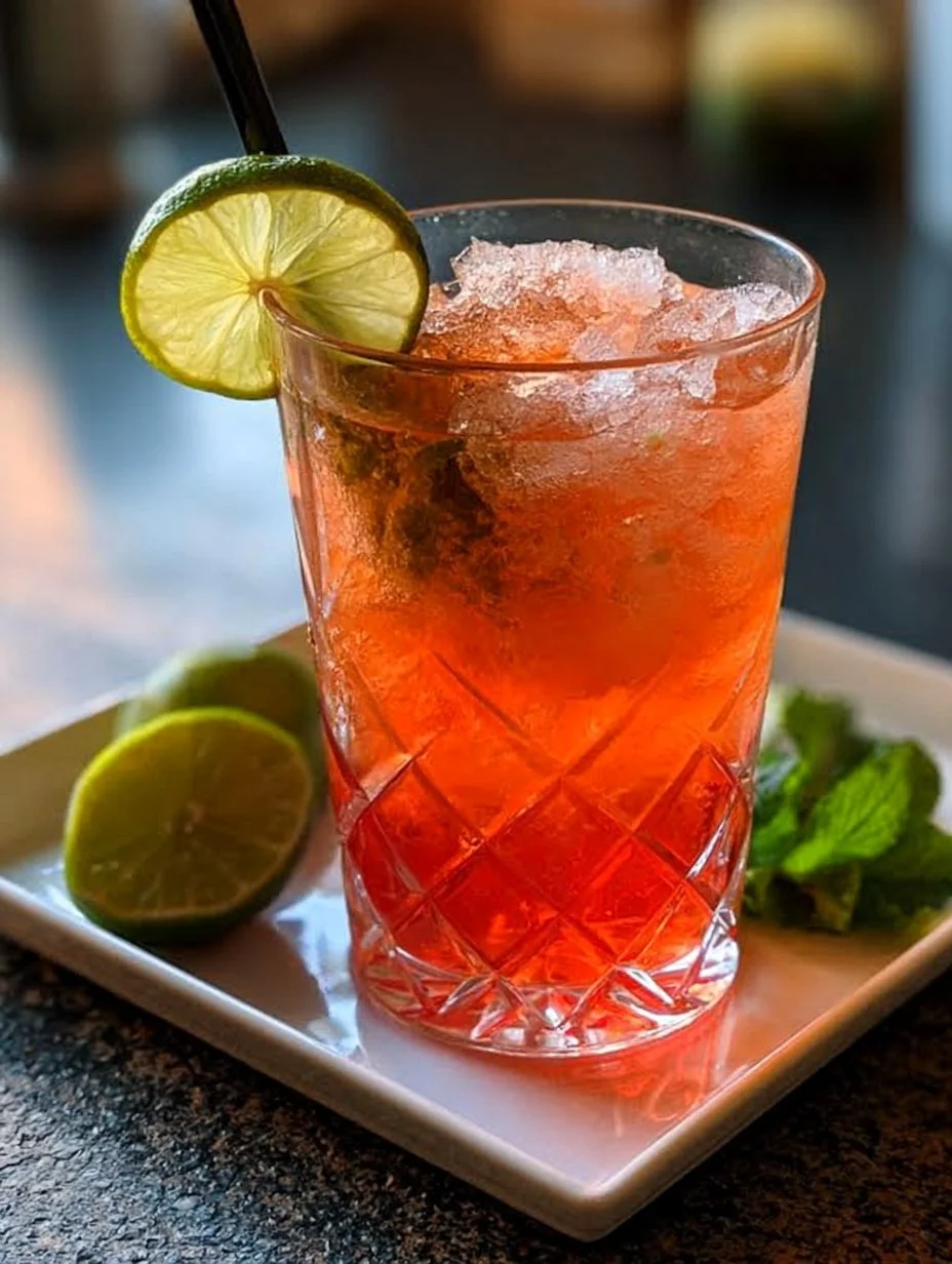 Caipirol Cocktail in einem Glas mit Limetten und Eiswürfeln