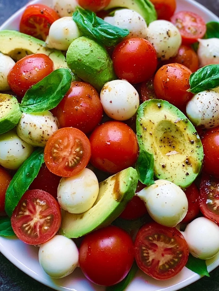 Caprese-Salat mit Avocado und Tomaten