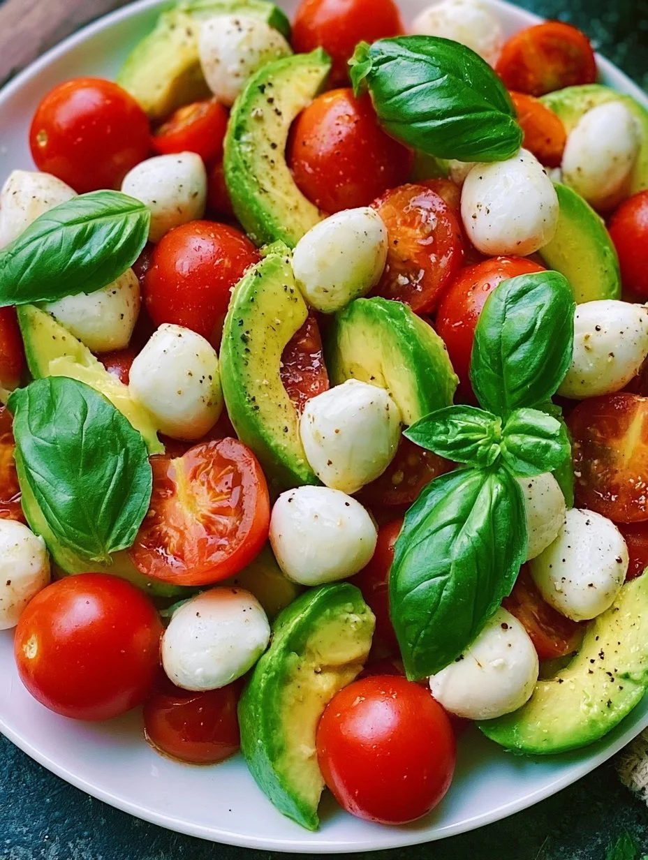 Caprese Salat mit Avocado und Tomaten