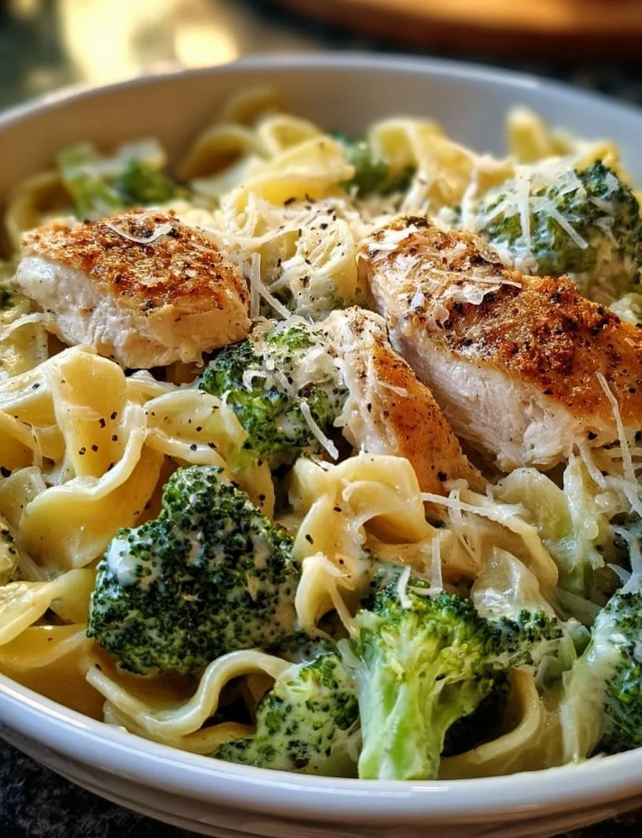 Cremige Hähnchen- Brokkoli-Pasta