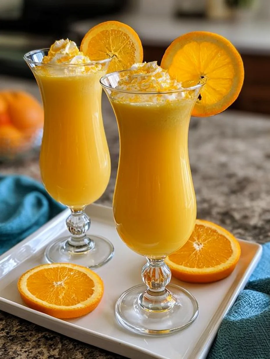 Cremiger Cocktail mit Orangensaft und Eierlikör in einem Glas