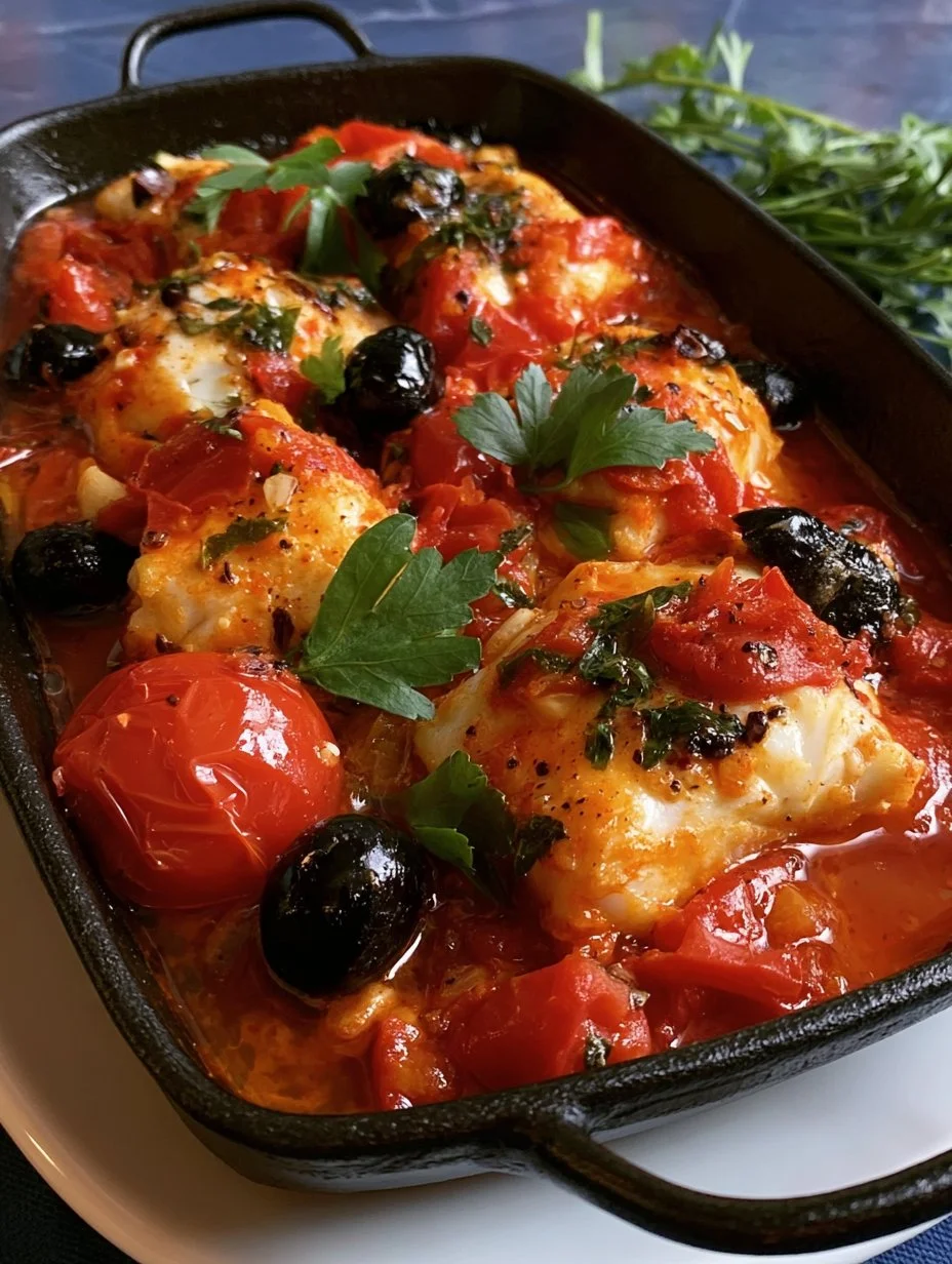 Geschmorter Kabeljau in Tomatensoße