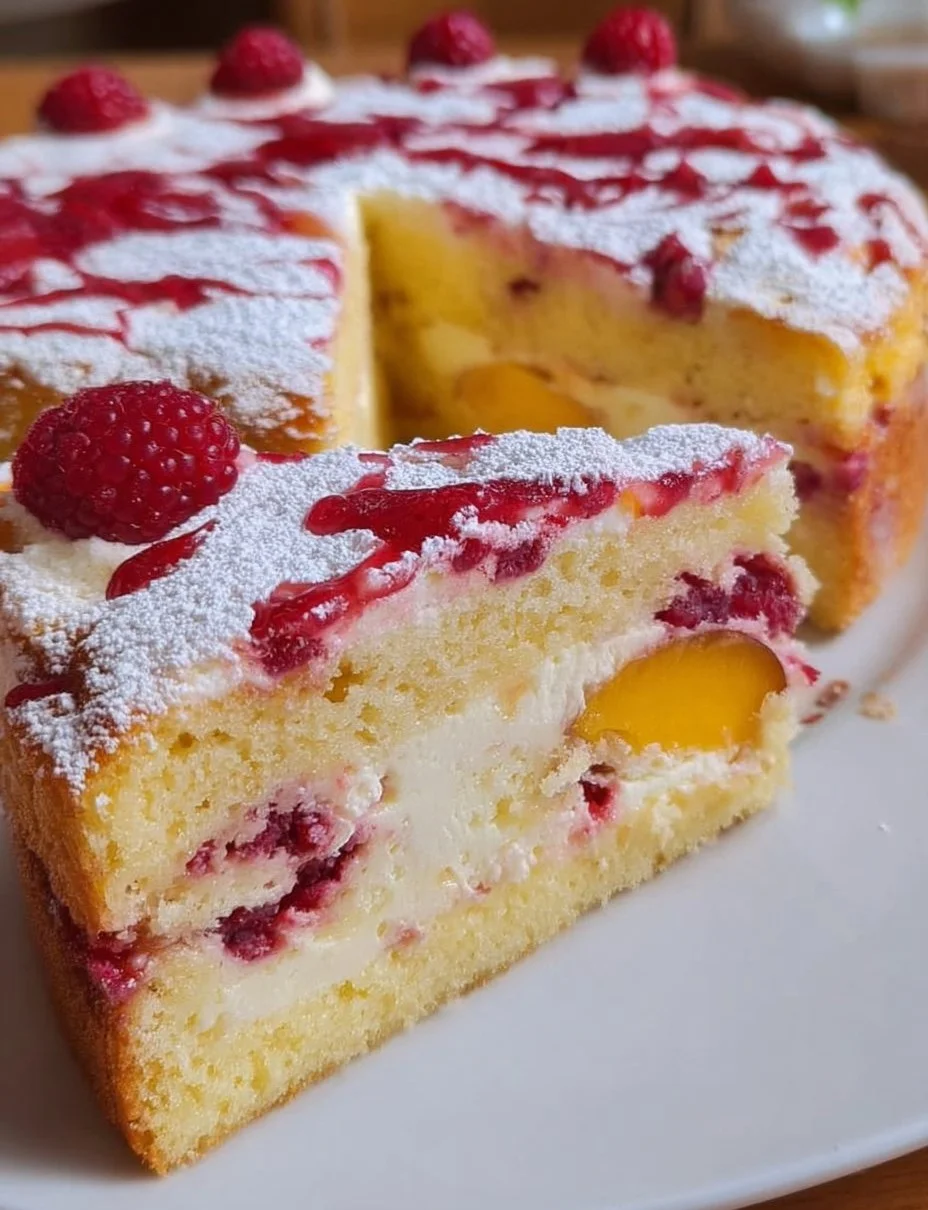 Himbeer- Pfirsich-Torte