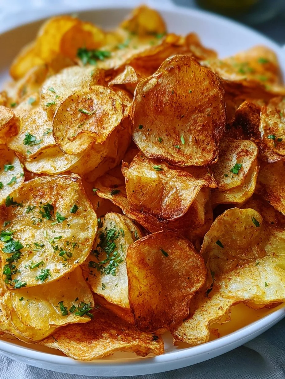 Hausgemachte Kartoffelchips frisch aus dem Ofen