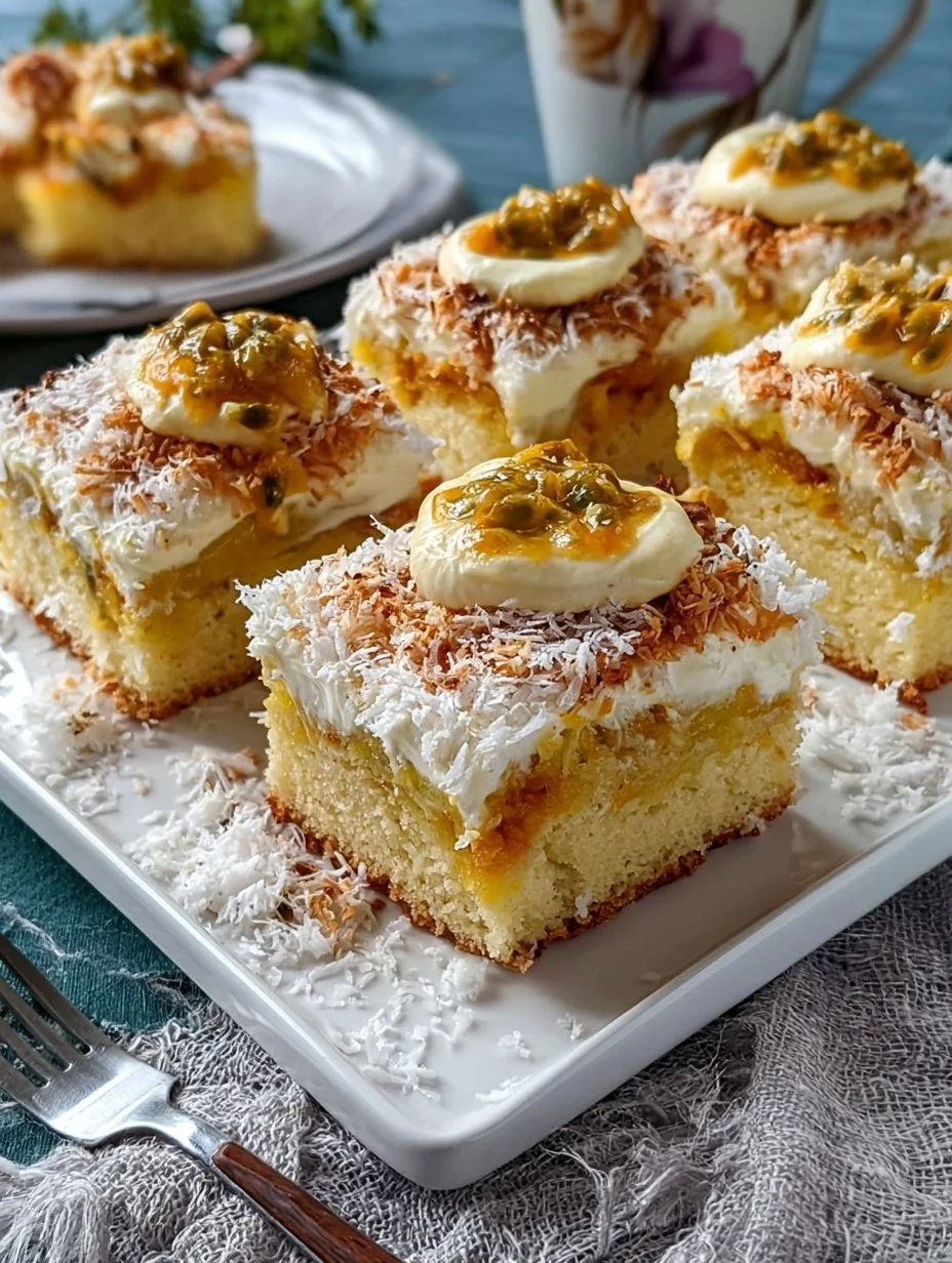 Kokos Passionsfrucht Blechkuchen