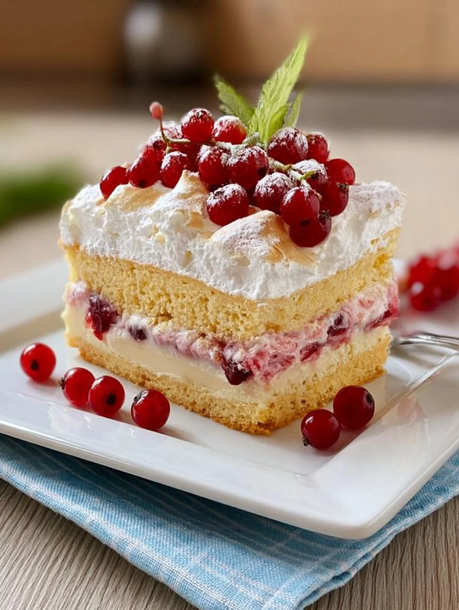 Ribiselkuchen mit Schneehaube