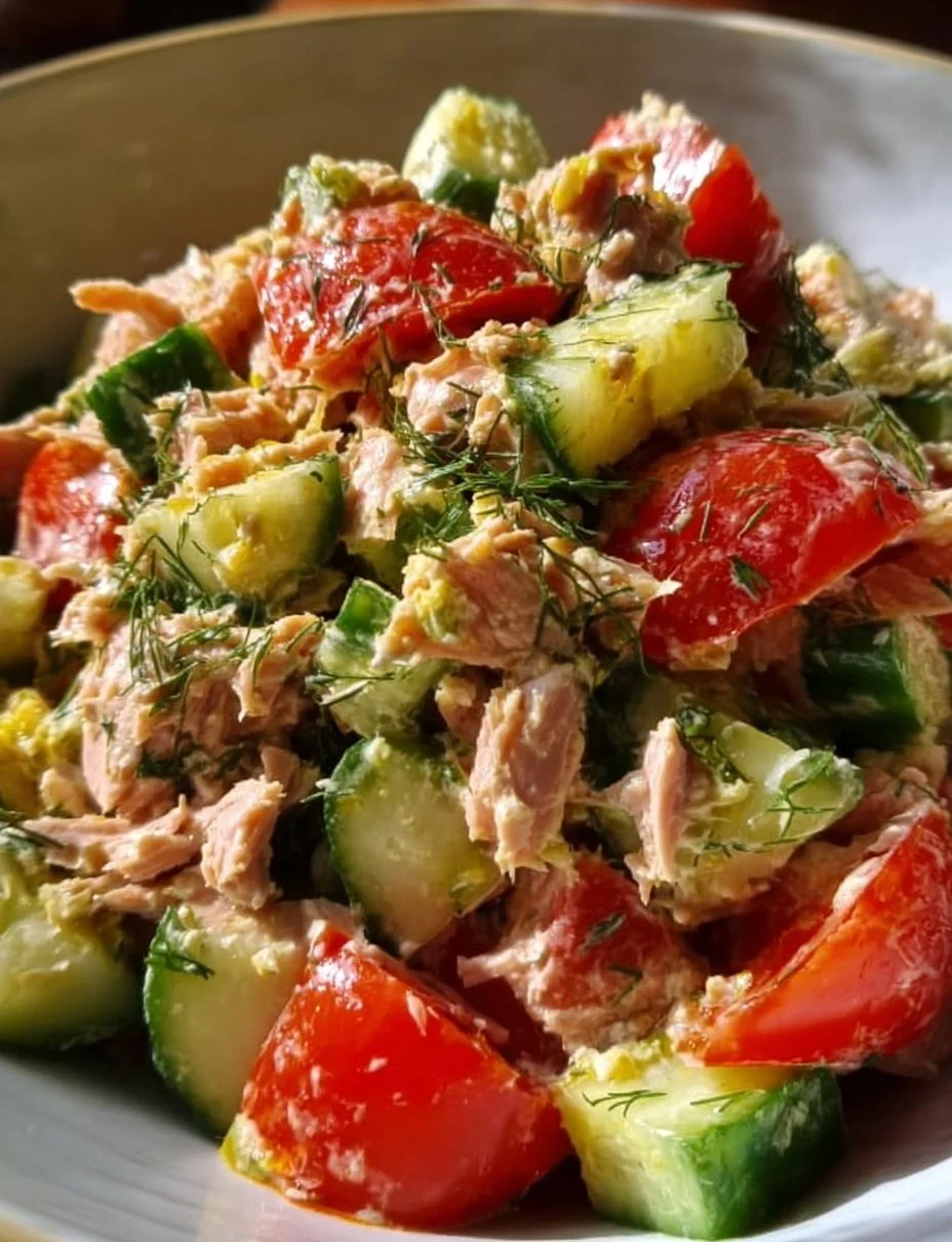 Schneller Thunfischsalat mit Gurke und Tomate