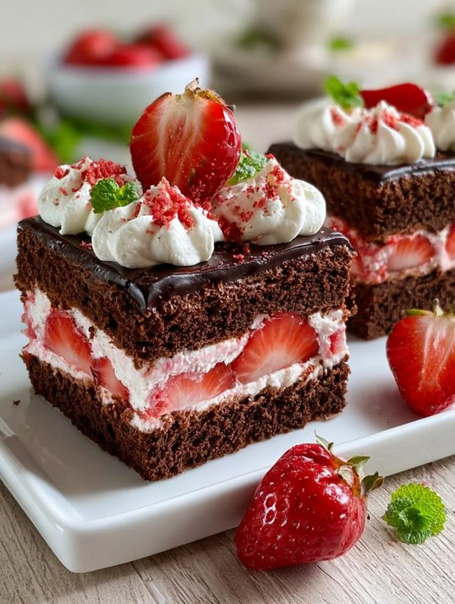 Schokoschnitten mit Erdbeercreme