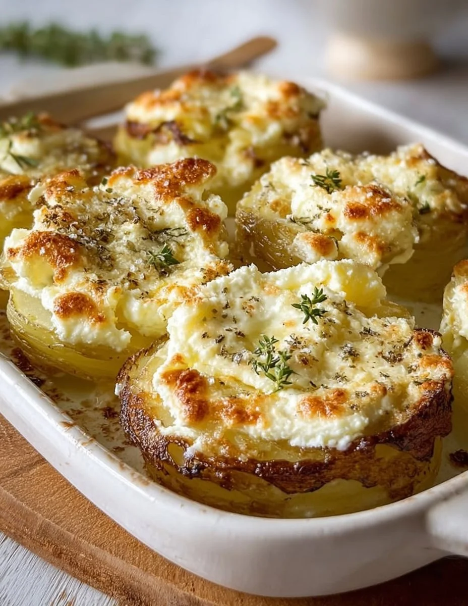 Überbackener Ofen Kohlrabi mit Frischkäse